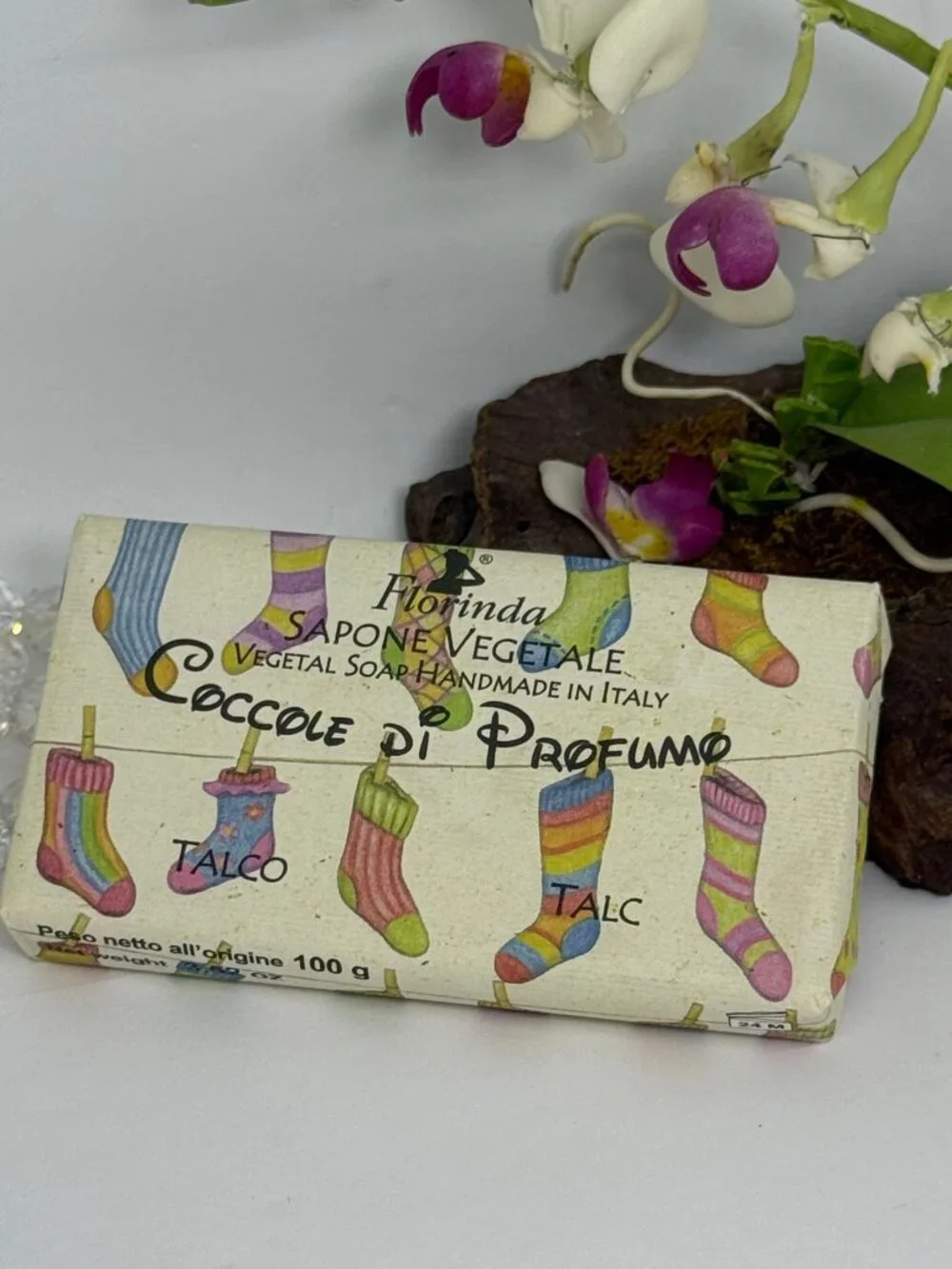 2x Florinda Vegetable Perfumed Bath Soap - Talc & Flower Cotton - 3.52 oz - New